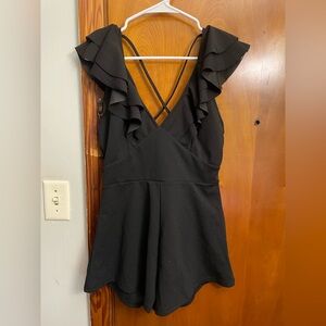 SHEIN Black Ruffled Romper
